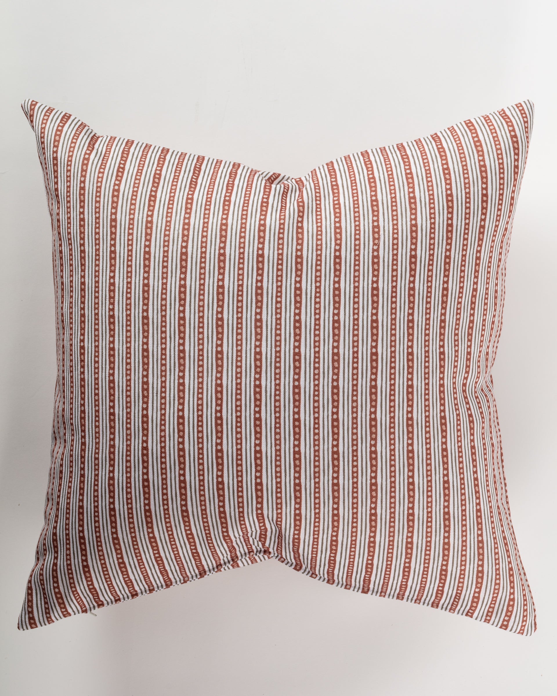 A square cushion cover featuring vertical red and white stripes on a plain background, the Custom 4 Pillow 28x28 by Pindler is the perfect choice for layering alongside luxurious euro pillows for added comfort.