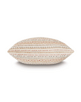 A patterned beige Mer Embroidered Pillow with embroidered stripes in various colors, displayed against a clean white background, embodies Arizona-style aesthetics by Eastern Accents.