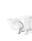 A minimalist ceramic figurine of a hippopotamus, reminiscent of the artistic vibe in Scottsdale, Arizona, depicted in a stylized, abstract form against a white background. The figure is smooth with subtle contours and details. This Gravy Boat No. 151 from Montes Doggett fits perfectly with any modern home decor.