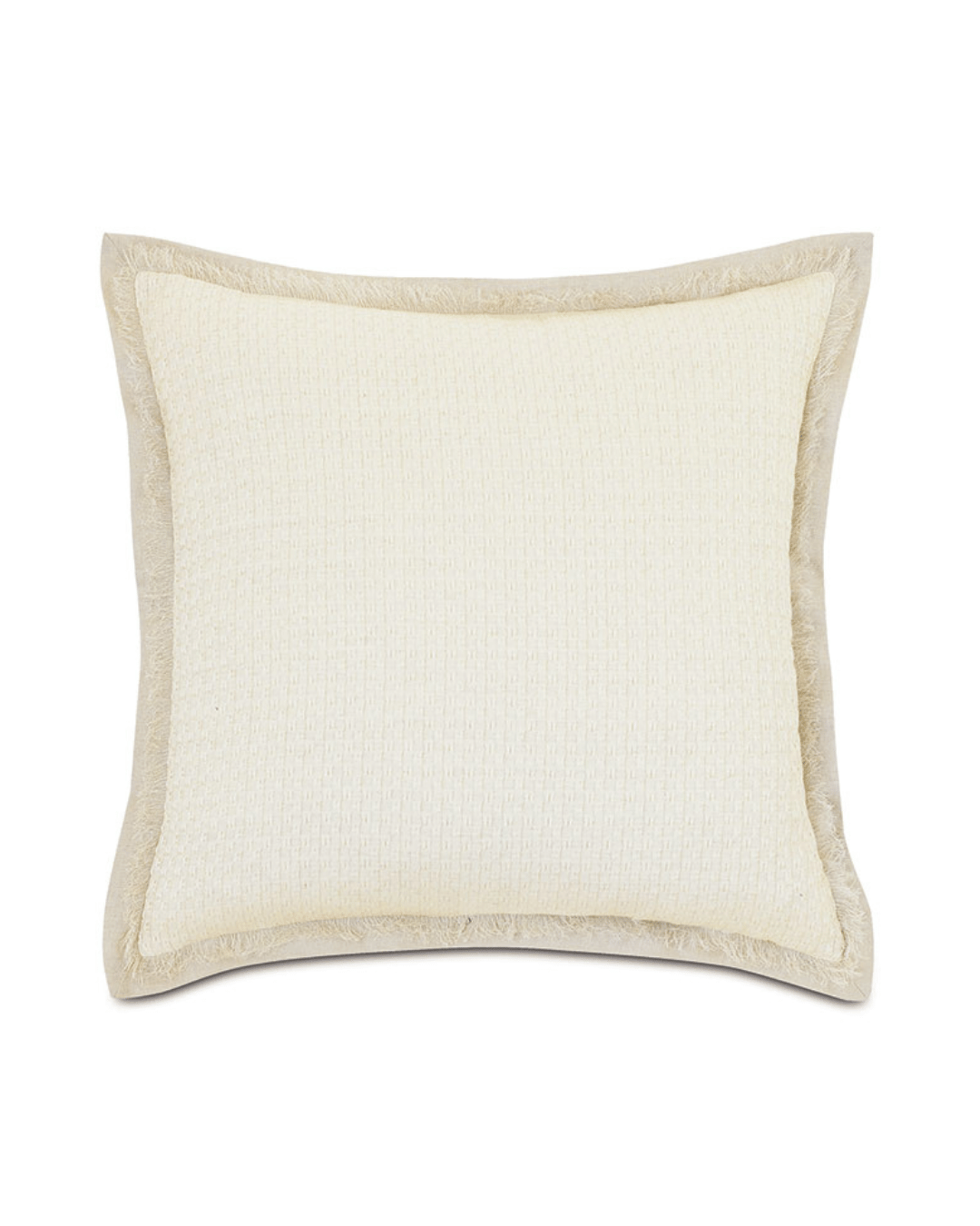 A square, cream-colored TEXTURED MATELASSE EURO SHAM decorative pillow with a Bungalow style woven texture and a lighter, textured border around the edges. The pillow has a soft, inviting appearance by Eastern Accents.
