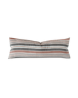 A rectangular Chil Striped Pillow with horizontal stripes in shades of brown, gray, and white, evoking the stylish aesthetic of a Scottsdale Arizona bungalow, isolated on a white background by Eastern Accents.