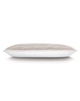 A rectangular Casa Chenille Pillow with a white and taupe geometric pattern, inspired by Scottsdale Arizona aesthetics, centered on a plain white background by Eastern Accents.