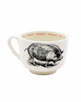 The Sir/Madam Grand Cup is a white ceramic mug with a black pig illustration and the animal's name in four languages along the inner rim.