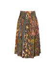Midi skirt with white floral and paisley patchwork, Hunter Bell NYC Fallon Skirt, Highland Tapestry pattern.