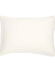 The Hunter Big Pillow by POM POM is a plain white rectangular pillow made from hand-loomed linen with slightly frayed edges, pictured against a white background.