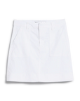 The Frank & Eileen Jameson Skirt is a white, mid-rise, above-the-knee style with utility pockets, belt loops, and a straight hem, shown flat against a plain background for a clean look.