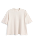 White oversized crewneck tee with short sleeves, 100 cotton by Frank & Eileen, Perry NYC style at Bungalow Furniture.