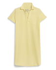 The Lauren Polo Dress by Frank & Eileen is a mini, short-sleeve light yellow dress with a collar, chest pocket, and V-neck opening, offering a preppy classic style.