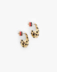 Gold-plated brass drop earrings with black spots, red and gold backs by Clare Vivier.