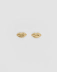 Gold-plated brass lips stud earrings with enamel stripe by Clare Vivier, shown on a white background.