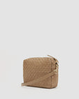 The Clare Vivier Midi Sac S25 is a small, handwoven leather rectangular crossbody bag with a detachable strap and textured finish, shown against a plain white background.