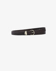 The Janessa Leone Myra DW Belt is a dark brown-black regenerative leather wrap belt with artisan silver hardware, shown on a plain white background.