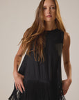 Black Natalie Martin Jessie Top on model, styled with loose hair against a light background for Bungalow Furniture.