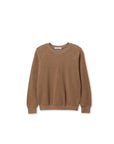 The Ziggy Reverse LS Sweatshirt by Perfectwhitetee is a brown, long-sleeved crewneck made from textured cotton fleece, with bracelet-length sleeves, displayed flat on a white background.