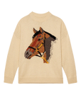 The Great Inc. Stable Pullover features a bold horse-head intarsia, adding playful charm and cozy warmth to your wardrobe.
