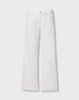 Rag & Bone ftwt saige full straight jeans: high-waisted, wide-leg white denim with front and back pockets, displayed on a plain light background.