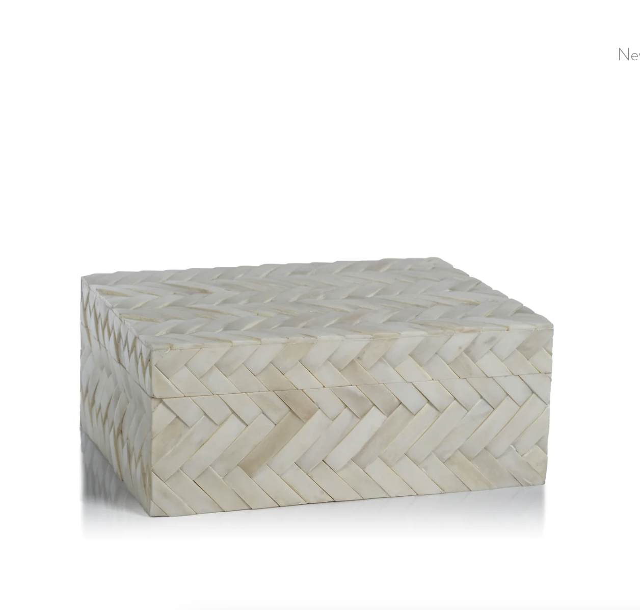 A square, woven Bone Braided Box bungalow-style box with a lid, crafted from light-colored materials, displayed against a white background. Made by Zodax.
