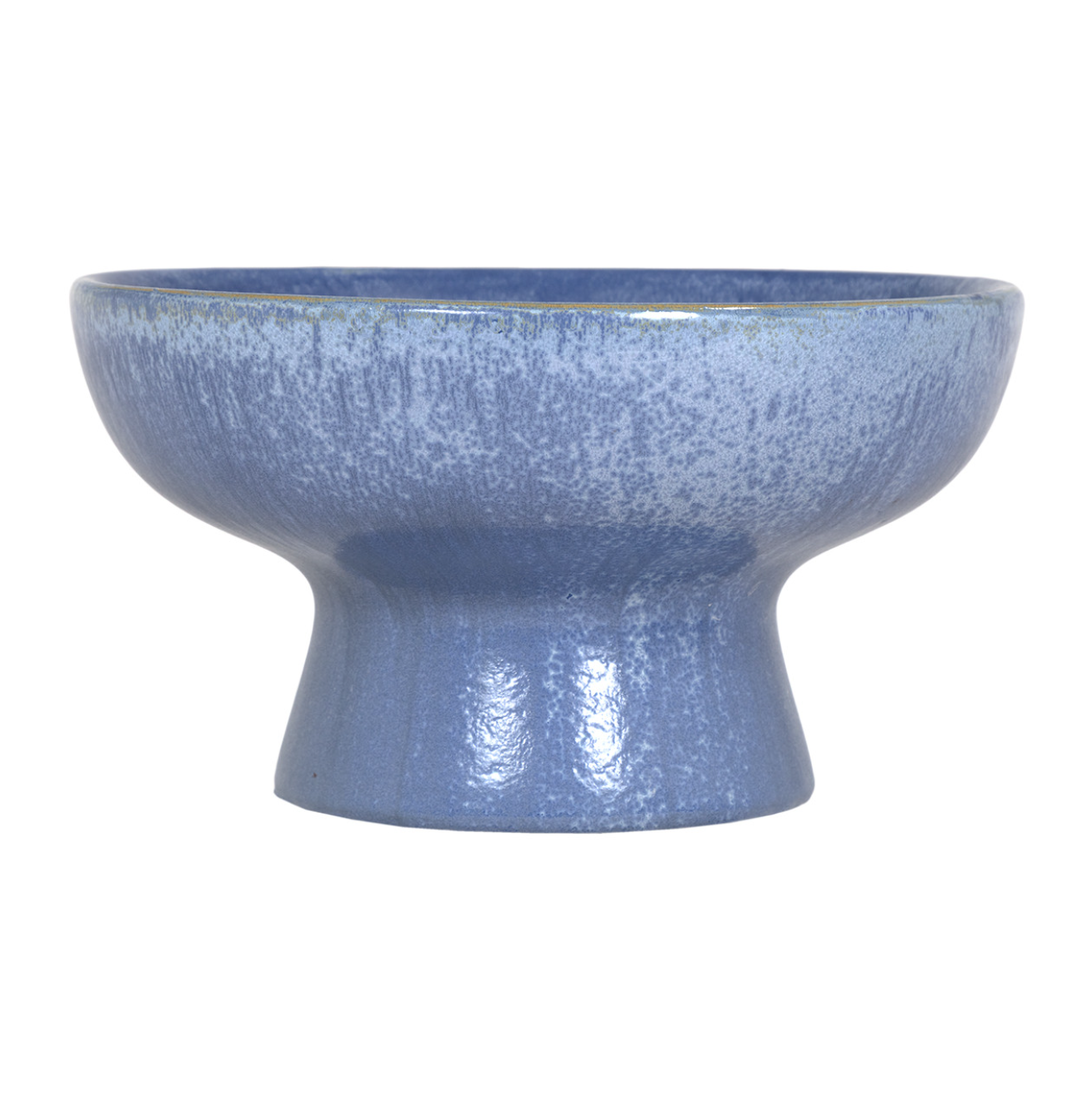 A blue ceramic Flynn Bowl with a textured, rustic glaze displayed against a white background. The bowl, reminiscent of a Scottsdale Arizona bungalow style, has a wide rim and a sturdy base by The Import Collection.