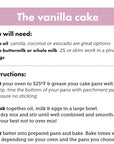Baking instructions for Wild Rye Cake Mix: For vanilla lovers, use Madagascar vanilla. You’ll need 1 cup oil, 1 cup buttermilk or milk, and 3 eggs. Preheat oven, grease pans, mix all ingredients with the mix, and pour batter to bake.