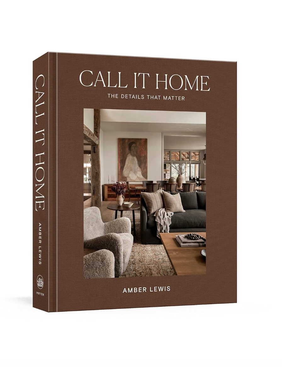 A book cover titled "Call It Home: The Details That Matter" by Random House, featuring a cozy bungalow living room scene with elegant furnishings and soft colors.