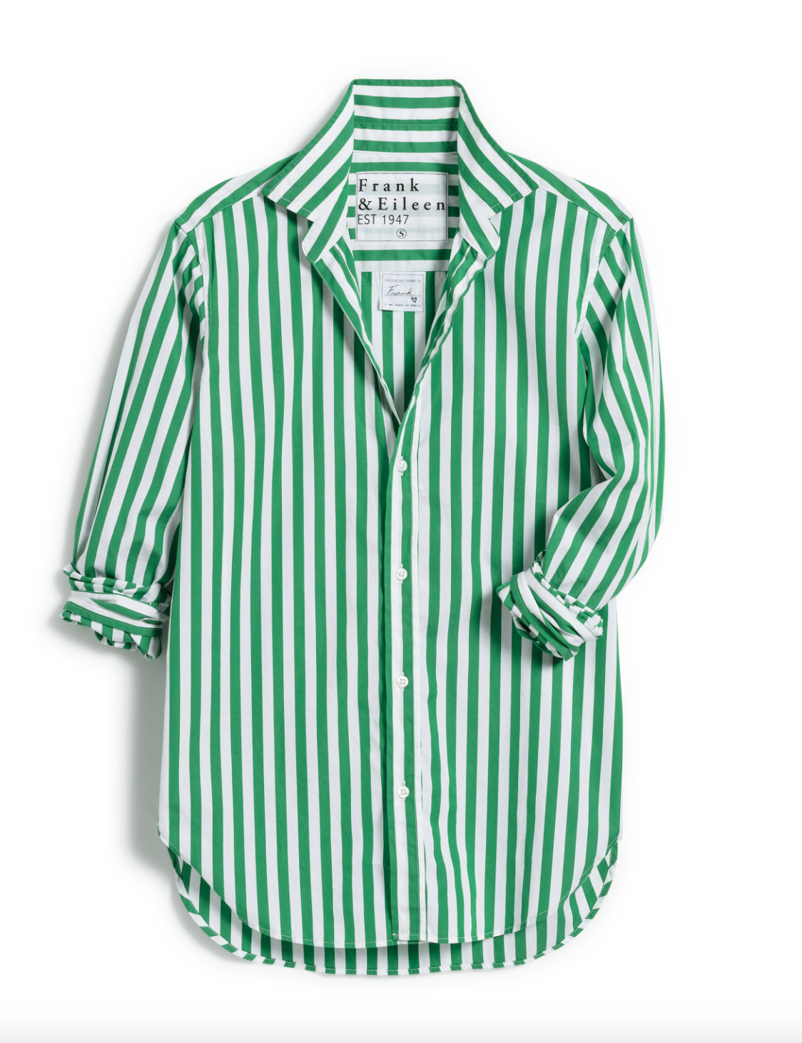 Green and white button up deals shirt
