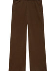 The Lap Sweatpant by The Great Inc. is a pair of brown, wide cropped sweatpants with an elastic waistband, made in Los Angeles and displayed flat on a white background.