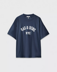 Navy blue Rag & Bone University Alex Tee with NYC lettering in soft cotton jersey.