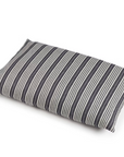 The Tack Stripe Pillow by Libeco Home features a soft Belgian Linen cover with black and white vertical stripes, shown on a white background.