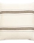 The Belgian Pillow by Libeco Home is a square white pillow cover with two horizontal brown and black striped patterns and dotted lines near the top and bottom—an elegant touch for your home decor.