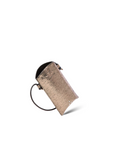 The Louis Mobile Holder by Jerome Dreyfuss is a small, metallic-textured rectangular crossbody bag with an adjustable shoulder strap, shown partially open on a plain white background.