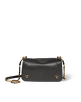 Black goatskin Bobi bag with gold chain, stud details, and adjustable strap by Jerome Dreyfuss for Bungalow.
