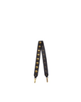 Black leather strap with gold clasps by Jerome Dreyfuss, Cowskin Noir Brass, shown on a white background.
