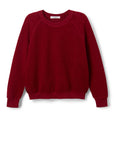 The Perfectwhitetee Ziggy Reverse LS Sweatshirt is a deep red, plain, long-sleeve crew neck with ribbed cuffs and hem, shrunken fit, shown against a white background.