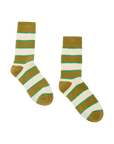 Green trouser sock with classic stripes by The Great Inc., Collegiate Sock, timeless style for everyday wear.
