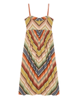 Sleeveless striped dress with spaghetti straps and pleated skirt by The Great Inc., Davenport Stripe.
