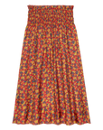 Canary Skirt in Guilded Poppy with a smocked waist, shown flat; The Great Inc., vibrant casual wear.