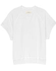 The Great Inc. presents The Wedge Sweatshirt—a plain white, oversized sweatshirt with raglan sleeves and a crew neckline, offering a relaxed fit and vintage-inspired style, displayed on a white background.