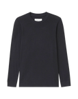 Slim black long sleeve tee laid flat, 100 cotton by The Great Inc., classic essential for casual wear.