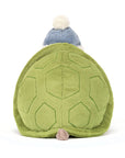 Timmy Turtle Skating by Jelly Cat Inc. is a plush festive turtle with a green stitched shell, brown tail, and blue winter hat with white pom-pom—ready for winter adventures!.