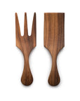 The Fox Run Brands Acacia Utensil Set includes a three-prong fork and flat spatula with wide, rounded handles, both crafted from smooth natural acacia wood for timeless style and lasting durability.