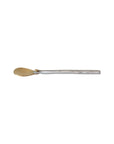 The Bloomingville Brass Spoon Alum Handle features a gold-colored, oval bowl with a matte finish and hammered aluminum handle, placed horizontally on a plain white background.