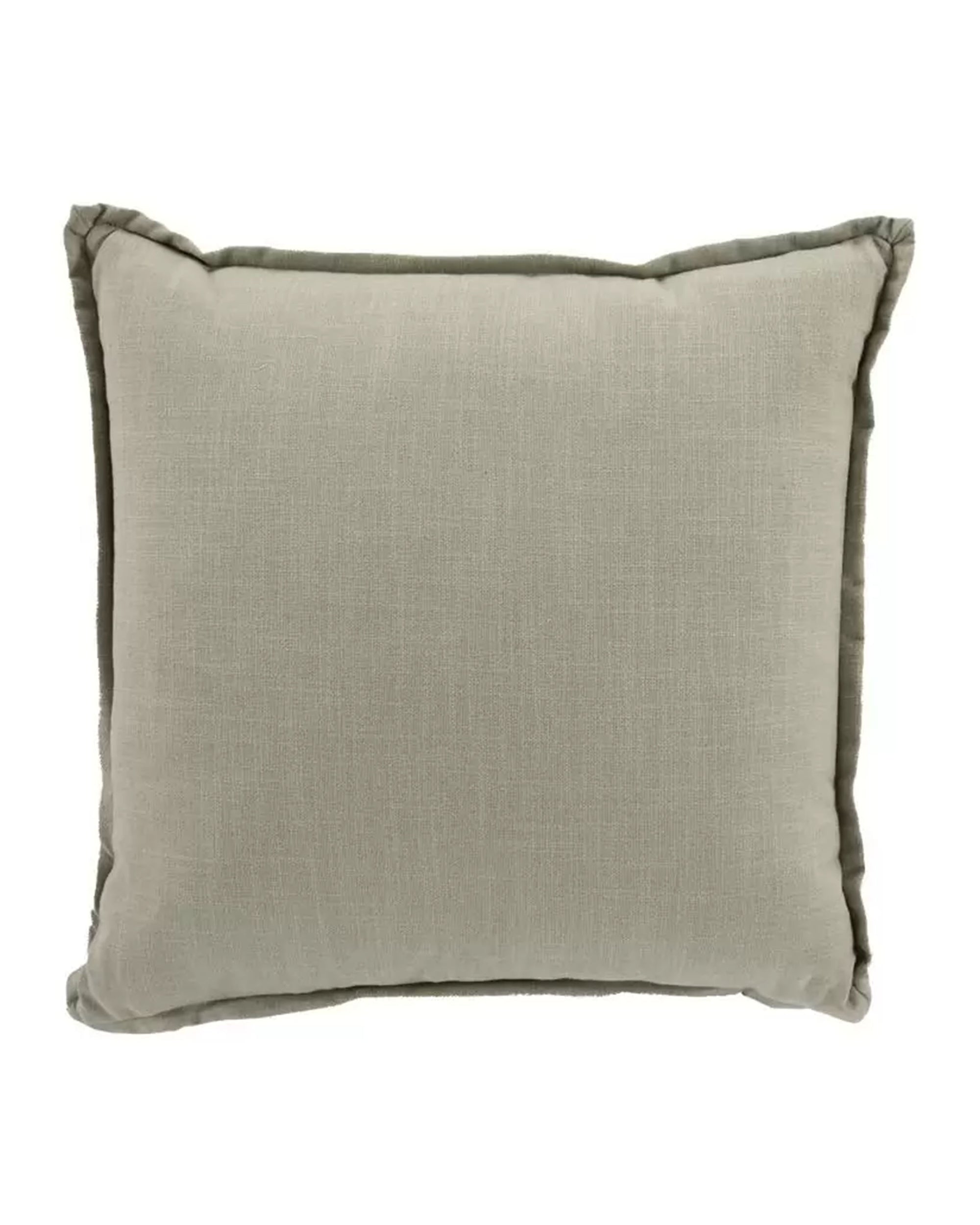 The Gabby Allie Moss Gr-1 Pillow 26x26 features a square shape, light beige tone, subtle textured fabric, and gently ruffled edges—a stylish, versatile accent for any space.