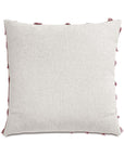The REINHART FRINGE pillow by Eastern Accents is a square, light gray 24x24 design featuring textured fabric and petite dusty pink fringe along the edges, shown against a white background.