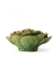The Accents Peony by Chive Ceramics (thru Faire) is a green ceramic bowl with intricate, modern leaf-like patterns, artfully shaped and displayed on a plain white background.