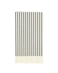 The My Mind's Eye Guest/Dinner Napkin features a rectangular white design with evenly spaced vertical black stripes and a textured bottom border, adding an elegant touch to any table setting.