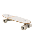 The Faire Vintage Skateboard features a minimalist design with a plain white Canadian maple deck, white wheels, and silver trucks. The board is displayed at an angle against a white background.