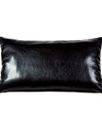 The NAILHEAD DECO accent pillow by Eastern Accents features a rectangular, shiny black faux leather design with a smooth, glossy surface, displayed against a white background.