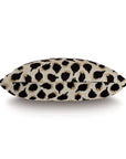 The PARK AVE ANIMAL pillow by Eastern Accents features a beige background with bold black and brown leopard print, displayed from the side against a white backdrop.