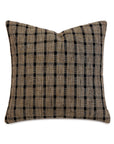 The Eastern Accents BEACHCOMBER CHECK pillow showcases a black and beige checkered pattern in textured dobby-woven fabric with visible edge seams, displayed on a white background.