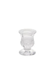 The Bellamy Candleholder by Accent Decor is a clear glass piece with an urn shape, flared rim, and round sturdy base, shown on a plain white background.